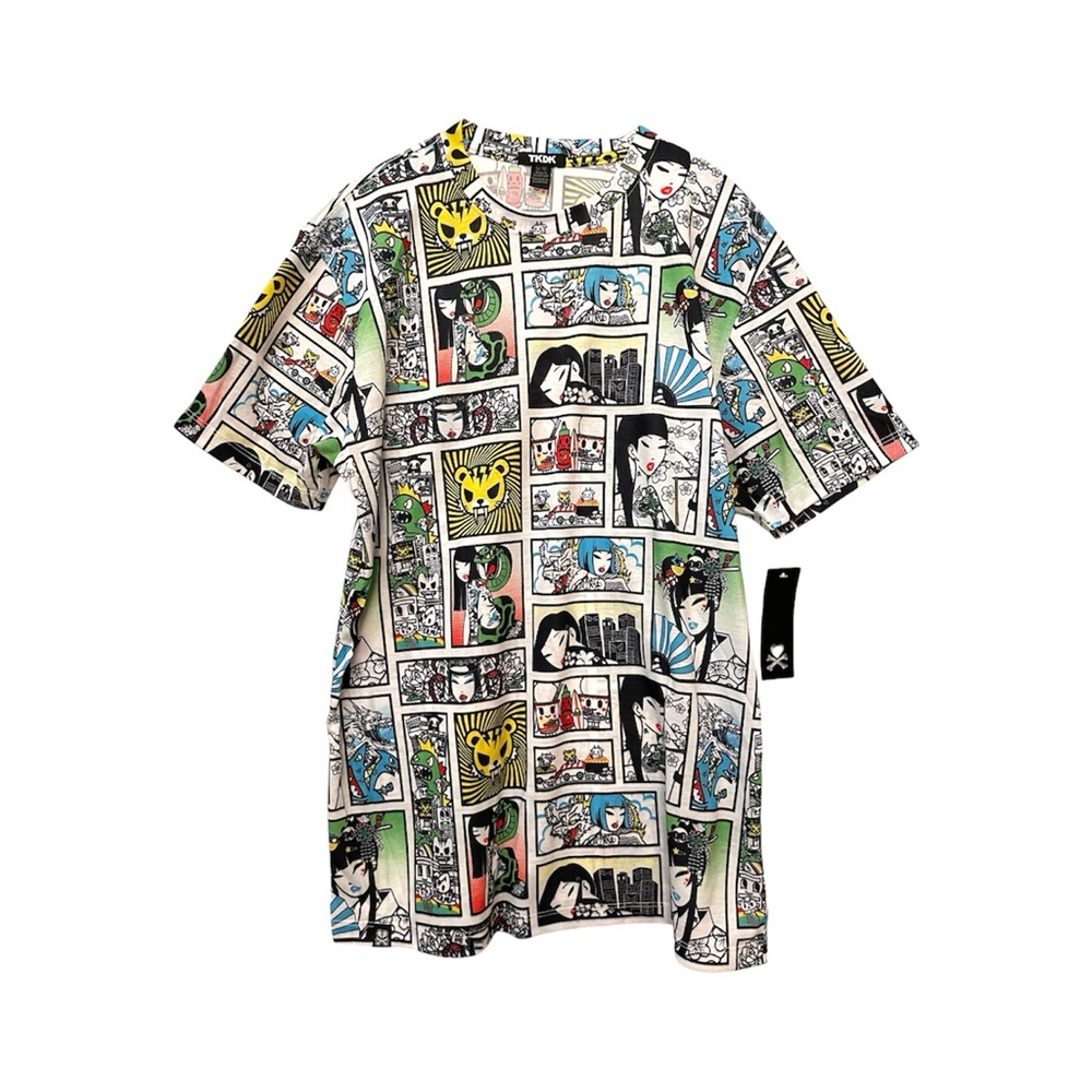 Tokidoki Comic Strip Retro Tattoo Girl Kaiju Tiger T-Shirt Men’s Large Tee NWT - Picture 3 of 4